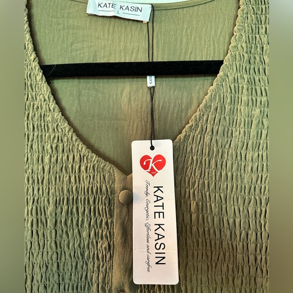 Kate Kasin Elegant Olive Green Maxi Dress Sz L NWT - Picture 6 of 6